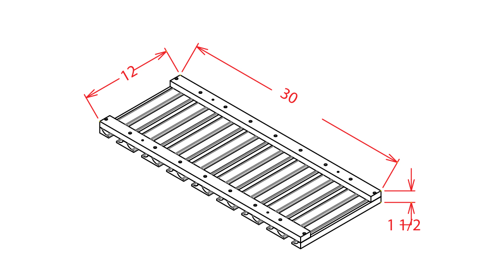 Stone Grey Shaker Stem Wine Glass Holder - 30"W X 1-1/2"H X 12"D
