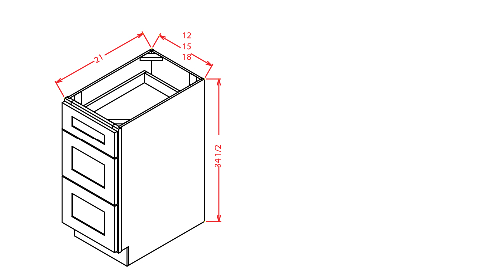 Frosted White Vanity Drawer Base - 15"W X 21"D X 34-1/2"H