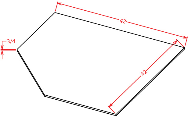 Universal Corner Sink Base Floor - 42"W X 42"D
