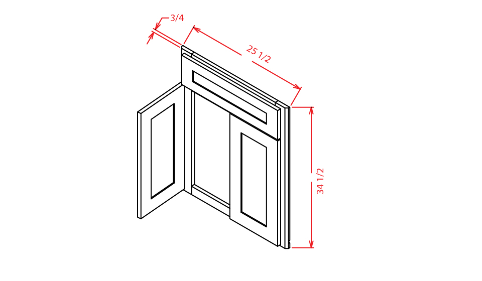 Cinder Shaker Corner Sink Base Front - 26-1/4"W X 30"H