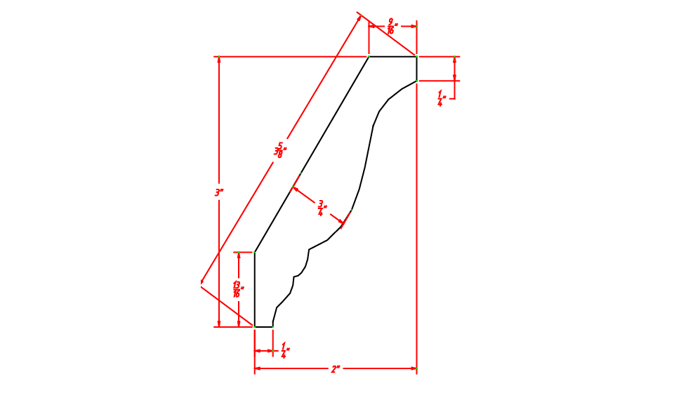 Cinder Shaker Decorative Crown Molding - 2"D X 96"L X 3"H