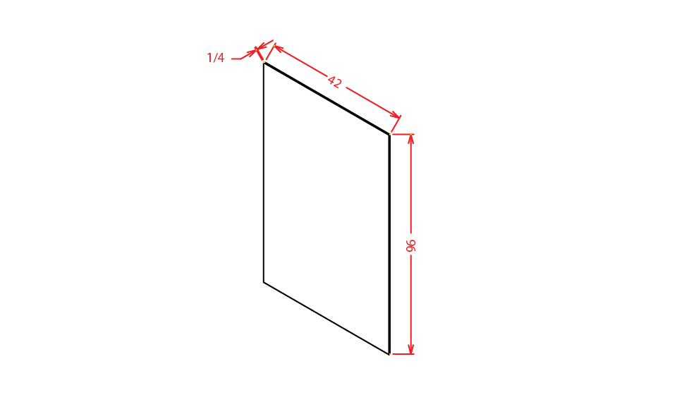 Cinder Shaker Finished Plywood Panel - 1/4"D X 96"W X 42"H
