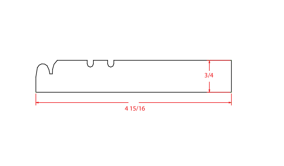Cinder Shaker Furniture Base Molding - 3/4"D X 96"L X 4 5/8"H