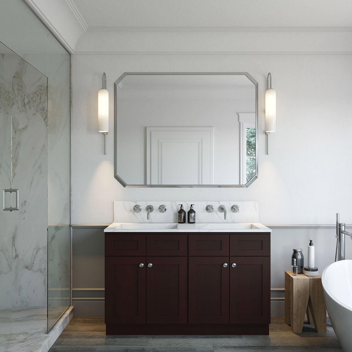 2-Piece Weston Espresso Shaker 54" Vanity Set