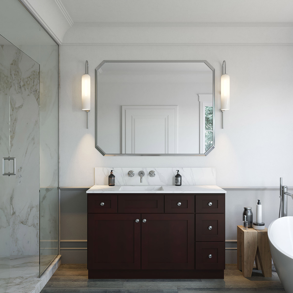 2-Piece Weston Espresso Shaker 54" Vanity Set #3