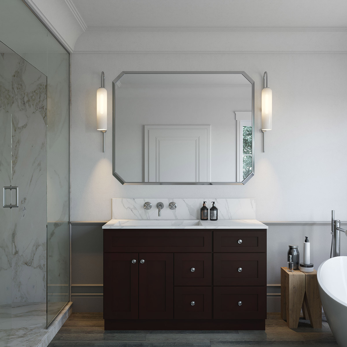 2-Piece Weston Espresso Shaker 54" Vanity Set #4