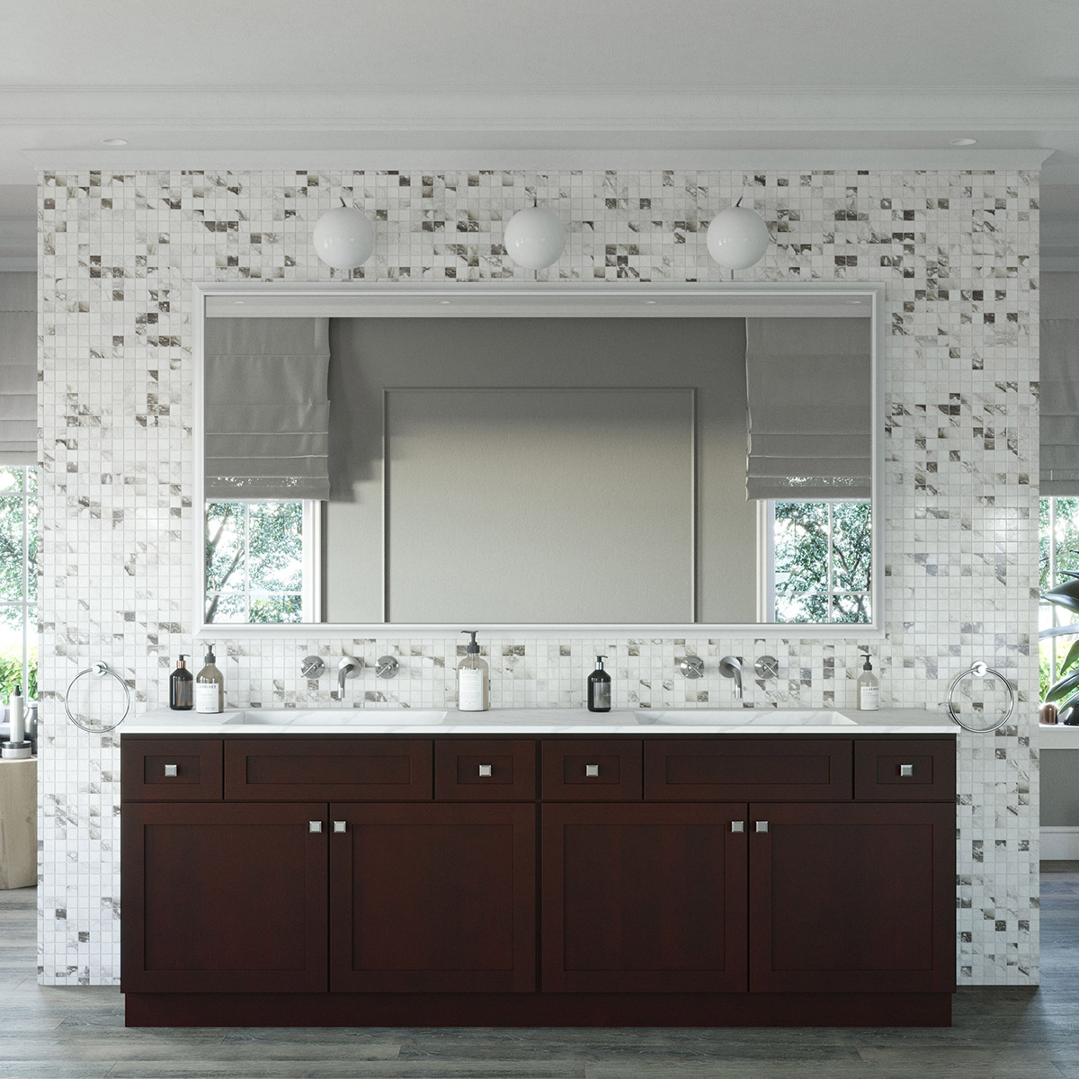 2-Piece Weston Espresso Shaker 96" Vanity Set