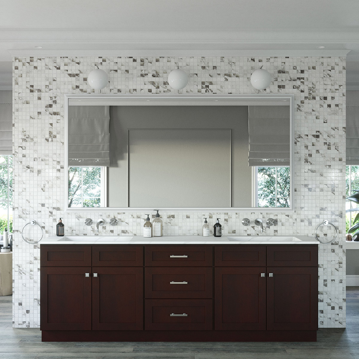 3-Piece Weston Espresso Shaker 96" Vanity Set