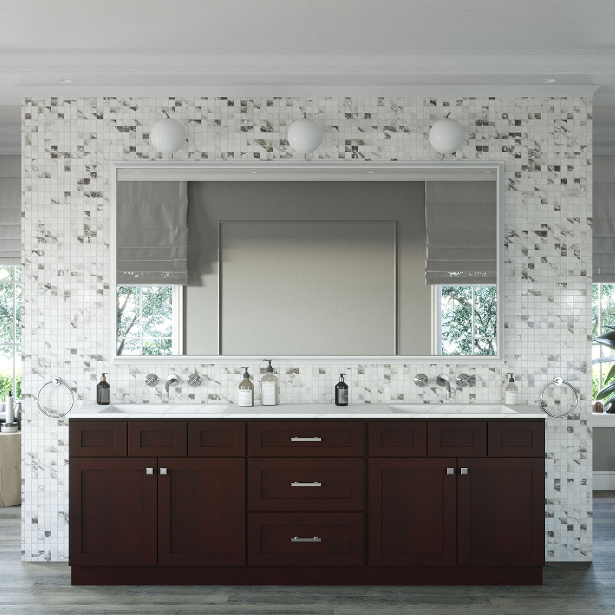 3-Piece Weston Espresso Shaker 96" Vanity Set #2