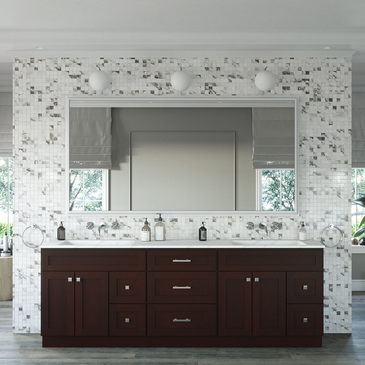 3-Piece Weston Espresso Shaker 96" Vanity Set #4