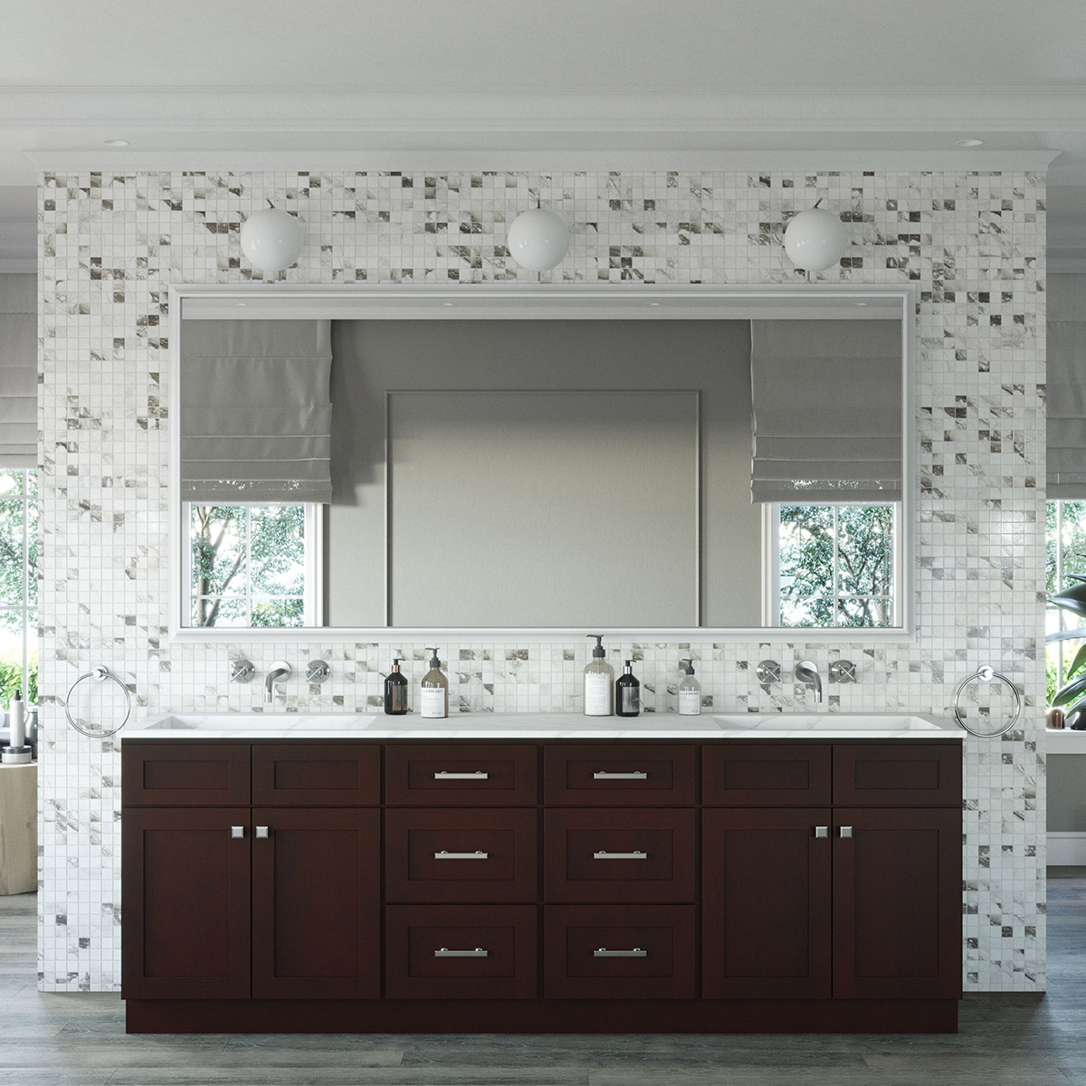 4-Piece Weston Espresso Shaker 96" Vanity Set