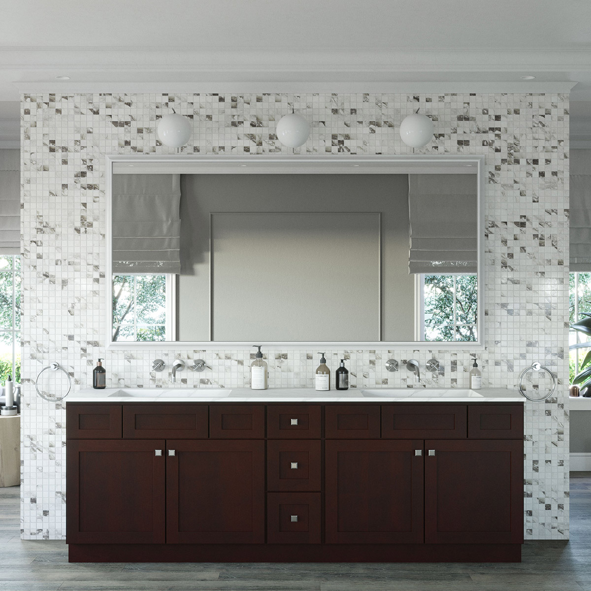 3-Piece Weston Espresso Shaker 96" Vanity Set #5