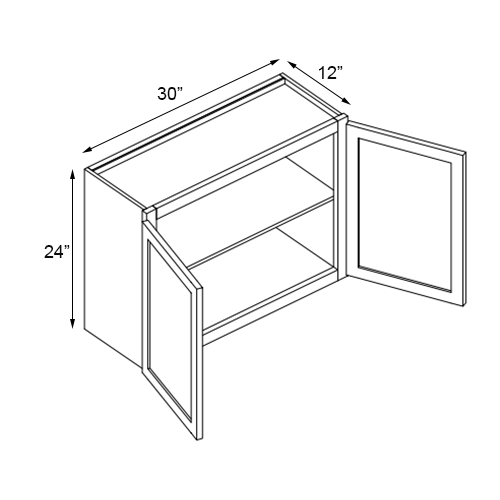 Grizzly Shaker Double Door Wall Cabinet - 30" W x 24" H