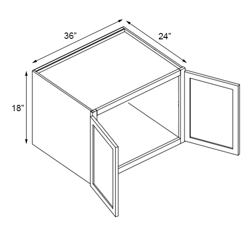 Grizzly Shaker Deep Wall Cabinet - 36" W x 18" H x 24" D