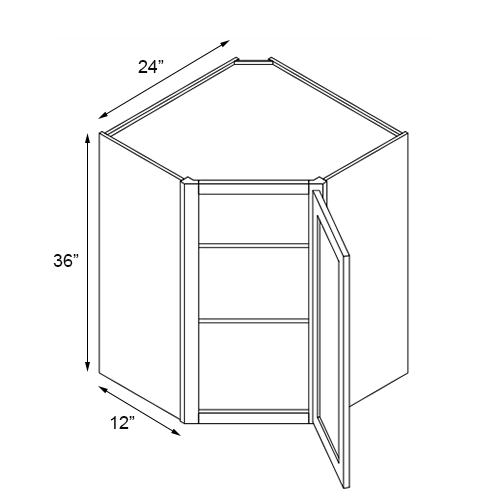Primary Grey Shaker Corner Wall Cabinet - 24" W x 36" H