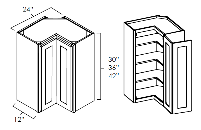 Elegant White Shaker 24"W x 42"H Wall Easy Reach Cabinet