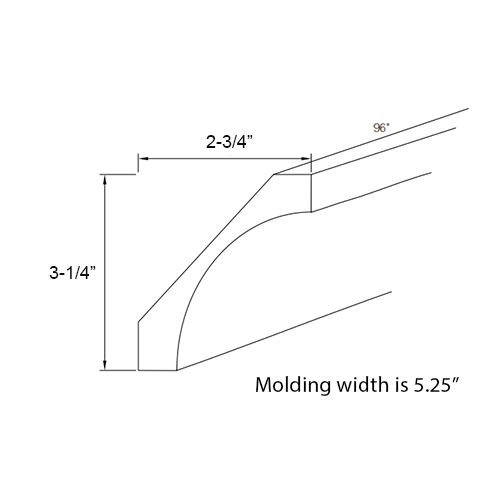 Easton White Slab Cove Crown Molding - 96"W x 3 1/4"H
