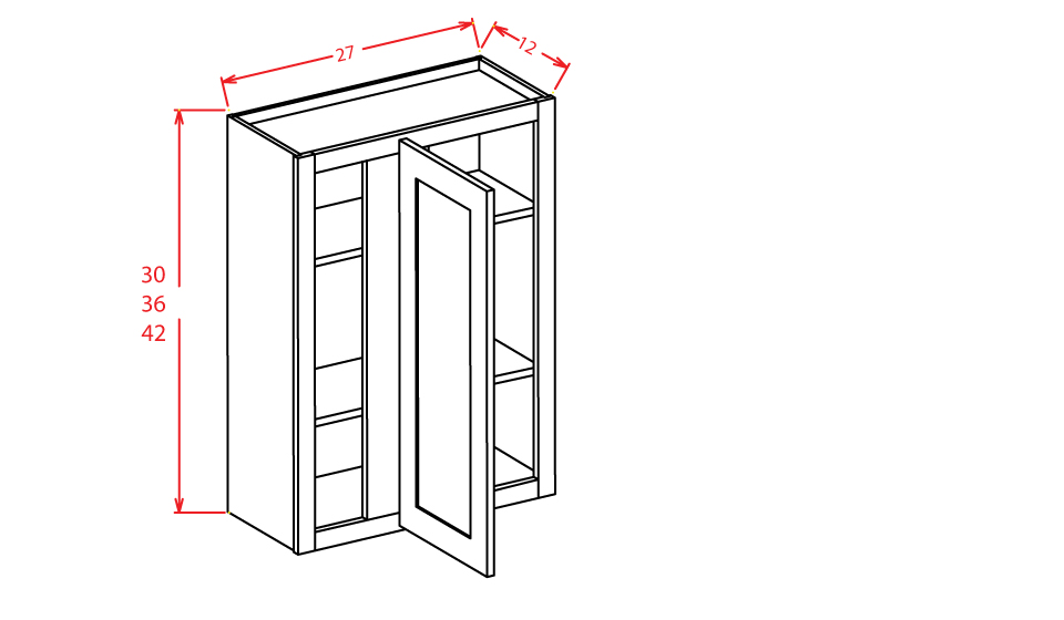 Timber Toffee Wall Blind Corner Cabinet - 27"W X 42"H X 12"D