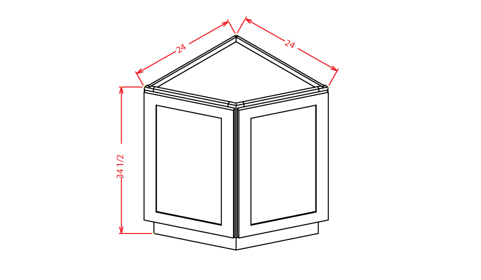 Timber Toffee Angle Base Cabinet - 24"W