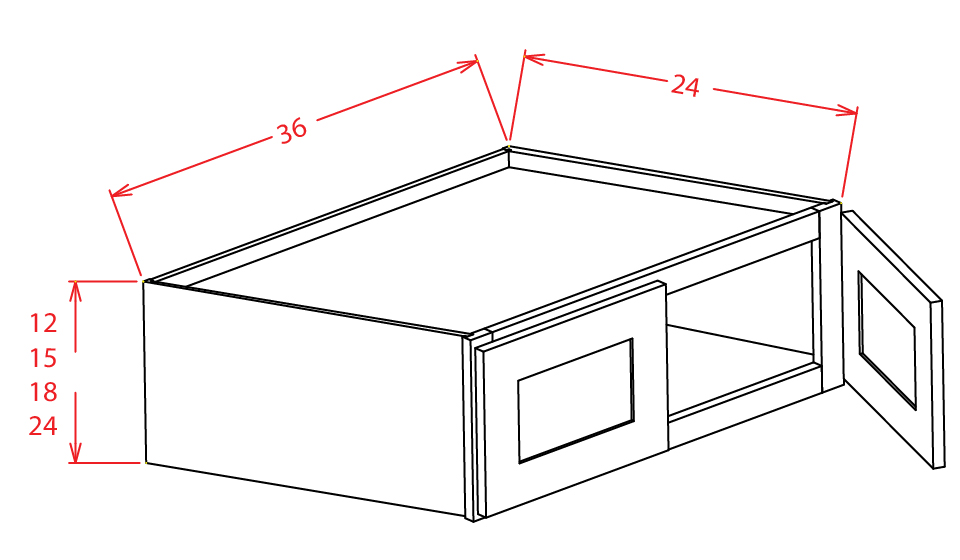 Timber Toffee Wall Refrigerator Cabinet - 36"W X 12"H X 24"D