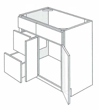 Rustic Shaker Double-Door Vanity Cabinet W/ 2x Drawers 36"W (Left Drawer)