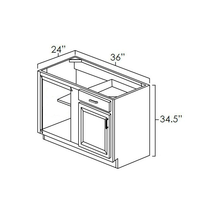 Onyx Black Shaker 36" Blind Base Cabinet