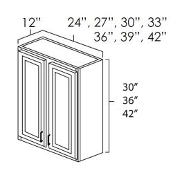 Onyx Black Shaker 39" x 36" Double Door Wall Cabinet