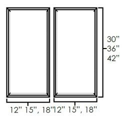 Onyx Black Shaker 24" x 36" Double Plain Glass Doors