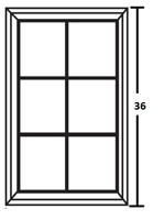 Onyx Black Shaker 36" Single Glass Diagonal Mullion Door