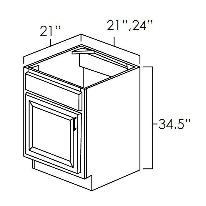 Onyx Black Shaker 21" x 21" Vanity Sink Base Cabinets