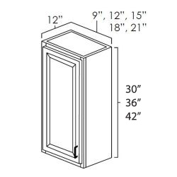 Onyx Black Shaker 18" x 36" Single Door Wall Cabinet