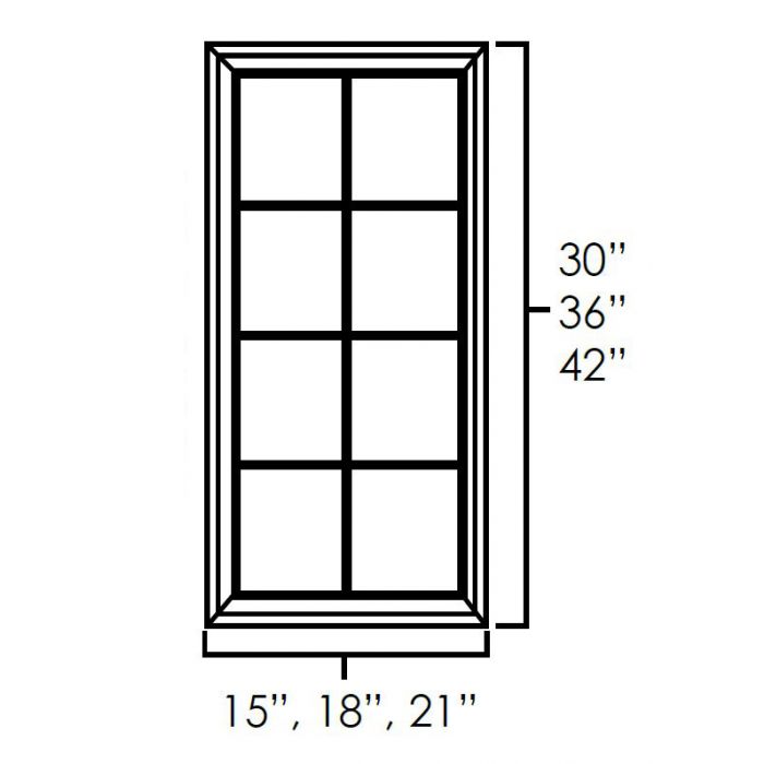 Onyx Black Shaker 15" x 42" Single Glass Mullion Doors