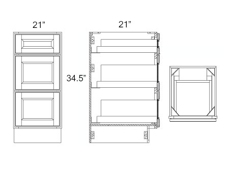 Onyx Black Shaker 21" x 21" Vanity Drawer Base Cabinets