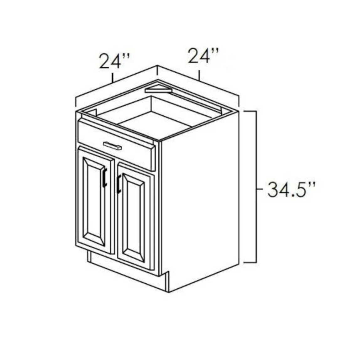 Onyx Black Shaker 24" Double Door Base Cabinet