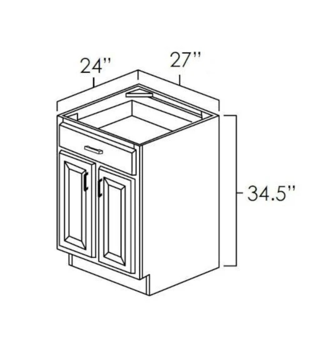 Onyx Black Shaker 27" Double Door Base Cabinet