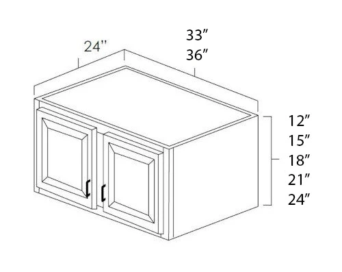 Elegant White Shaker 33" x 15" x 24" Refrigerator Wall Cabinet