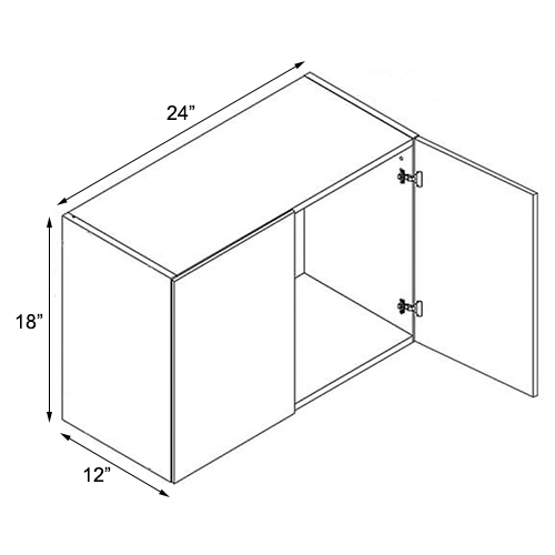 Ivory White Shaker Double Door Wall Cabinet - 24"W x 18"H