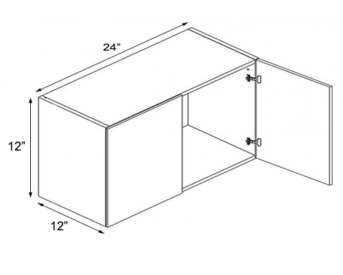 Ivory White Shaker Double Door Wall Cabinet - 24"W x 12"H