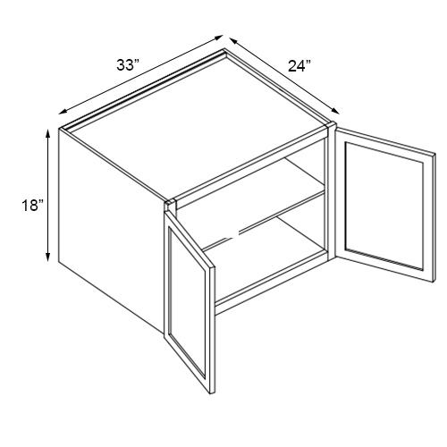 Slim White Shaker Deep Wall Cabinet - 33" W x 18" H x 24" D