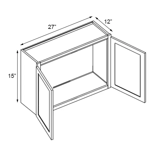 Slim White Shaker Double Door Wall Cabinet - 27" W x 15" H