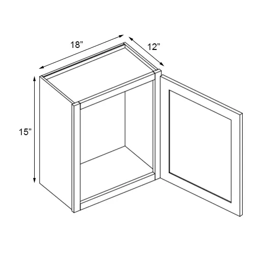 Slim White Shaker Single Door Wall Cabinet - 18" W x 15" H