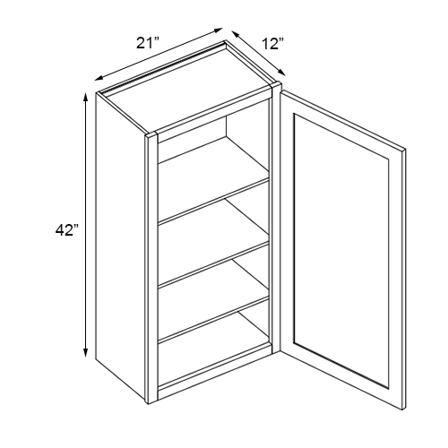 Slim White Oak Single Door Wall Cabinet - 21" W x 42" H