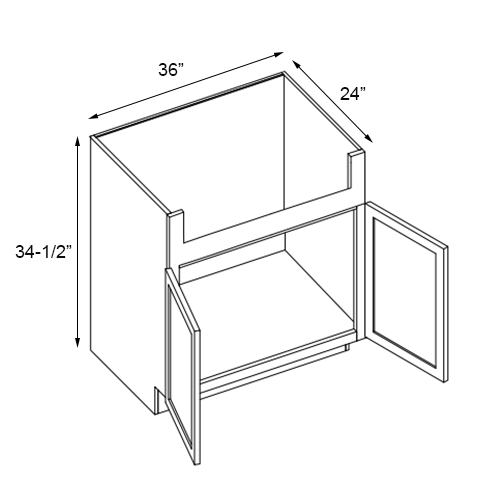 Slim White Oak Farm Sink Base Cabinet - 36" W