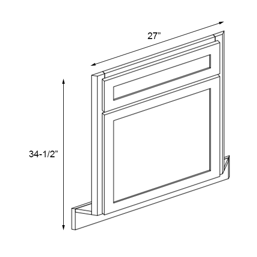 Slim White Oak Corner Sink Front for 42" Space - 27" W