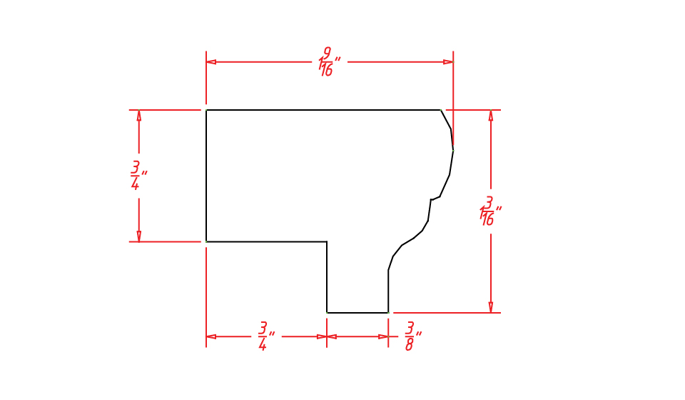 Timber White Light Rail Molding - 96"L X 1-1/2"D X 1-1/8"H