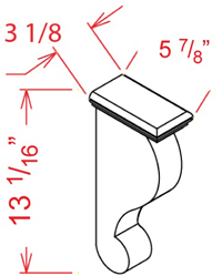 Black Shaker Corbel - 3"W X 12-3/4"H X 6"D