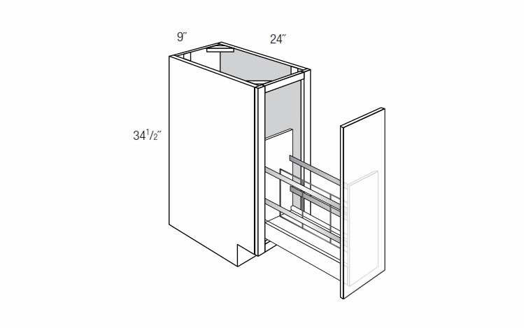Truffle Slab 9" Base Cabinet With Tray Divider Pullout
