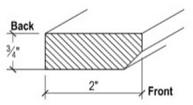Ivory White Shaker Counter Top Edge Molding - 2"W x 3/4"D x 96"L