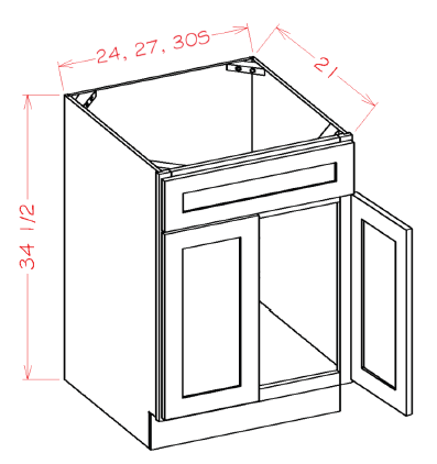 Cinder Shaker Double Door Vanity Sink Base - 27"