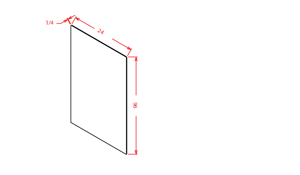 Natural Shaker Tall Skin Panel - 1/4"D X 96"H X 23 1/4" W